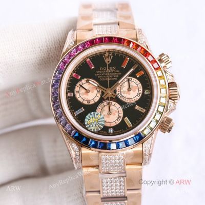 Best Replica Rolex Rose Gold Rainbow Daytona Swiss 7750 Automatic Watch For Men